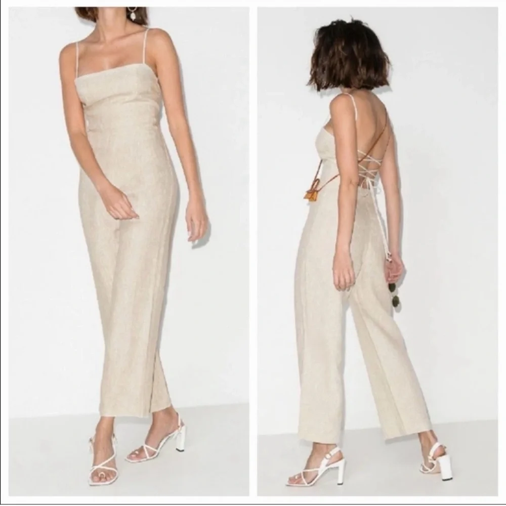 Reformation Huntington Jumpsuit in Oatmeal size 6 NWT
